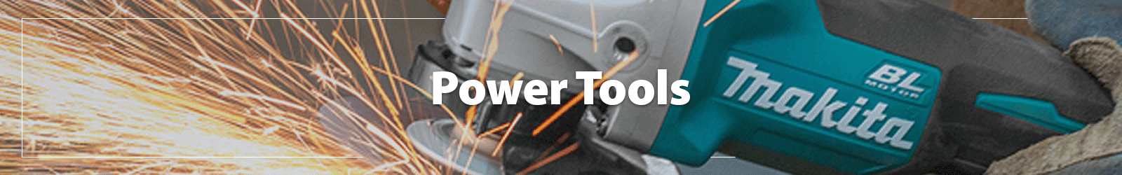 A heading 'Power Tools' accompanied by an image of a power tool being used