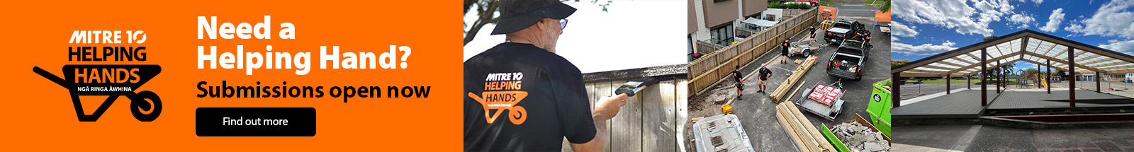 Need a Helping Hand? Submissions now open | Mitre 10 Helping Hands