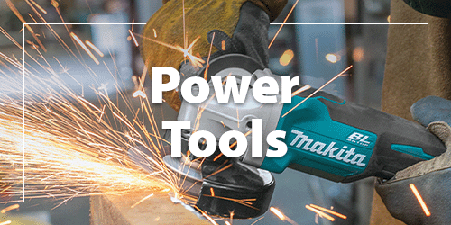 A heading 'Power Tools' accompanied by an image of a power tool being used