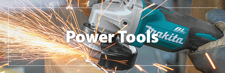 A heading 'Power Tools' accompanied by an image of a power tool being used