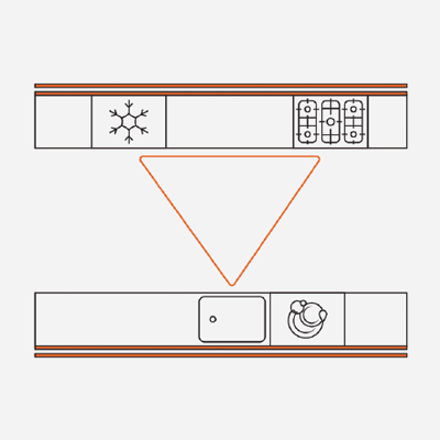 Galley - A galley is often the best choice for smaller spaces or apartments. It is highly functional. streamlined and make fantastic use of vertical space.