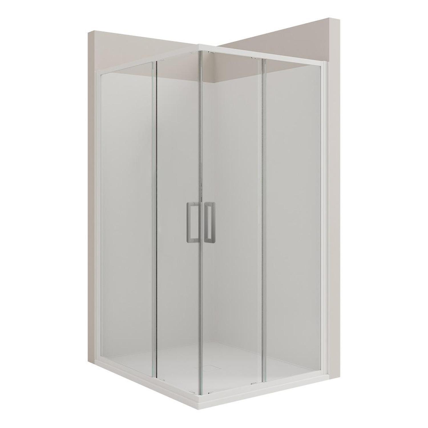 Left Hand 2 Sided Tiled Wall Shower 1200 x 900mm Chrome