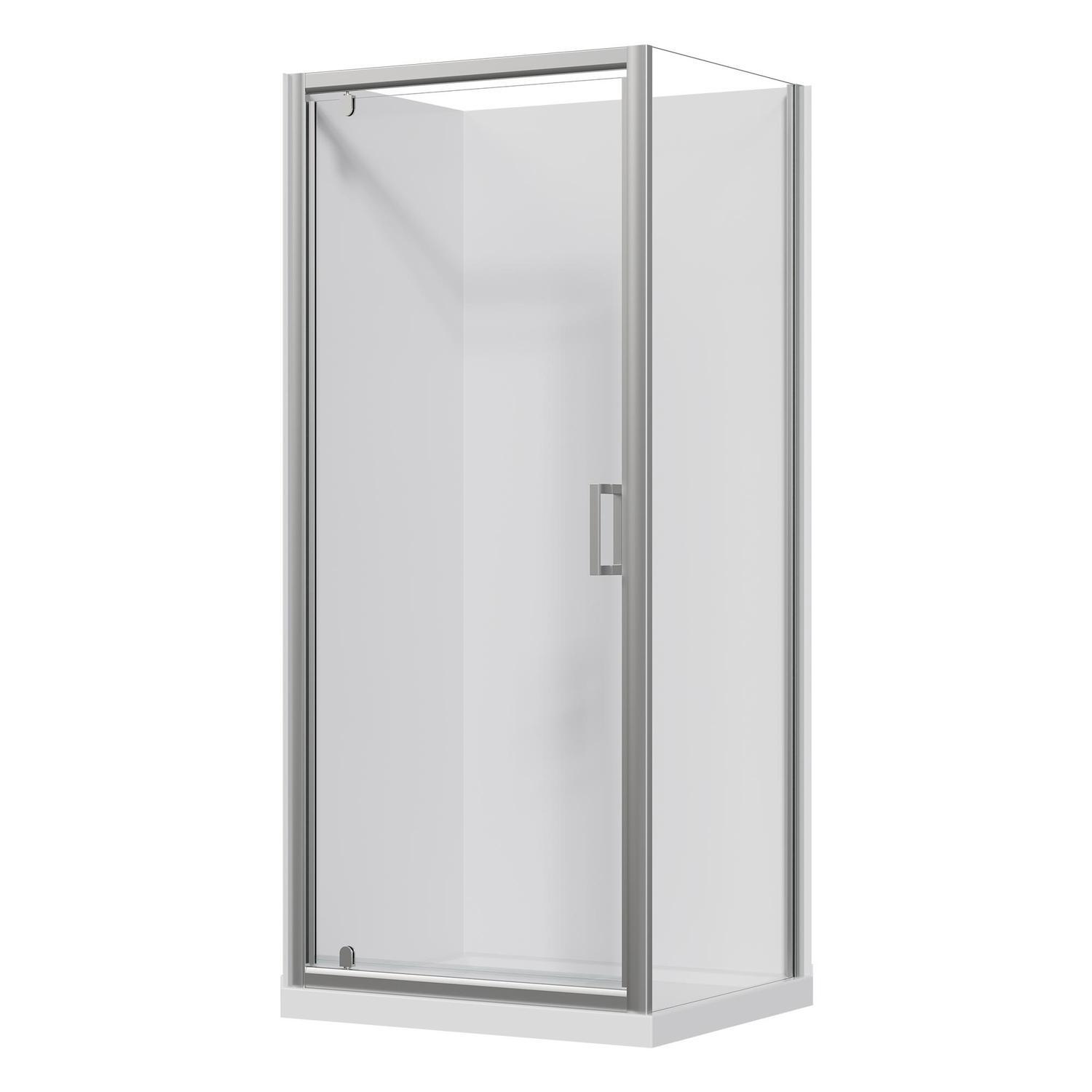 2 Sided Flat Wall Acrylic Shower LH 900 x 750 x 2015mm Chrome