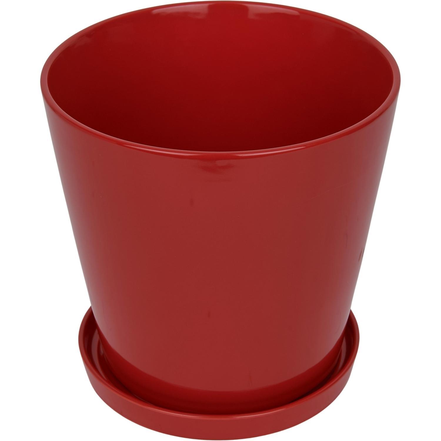 Florist Pot and Saucer S Ruby Red