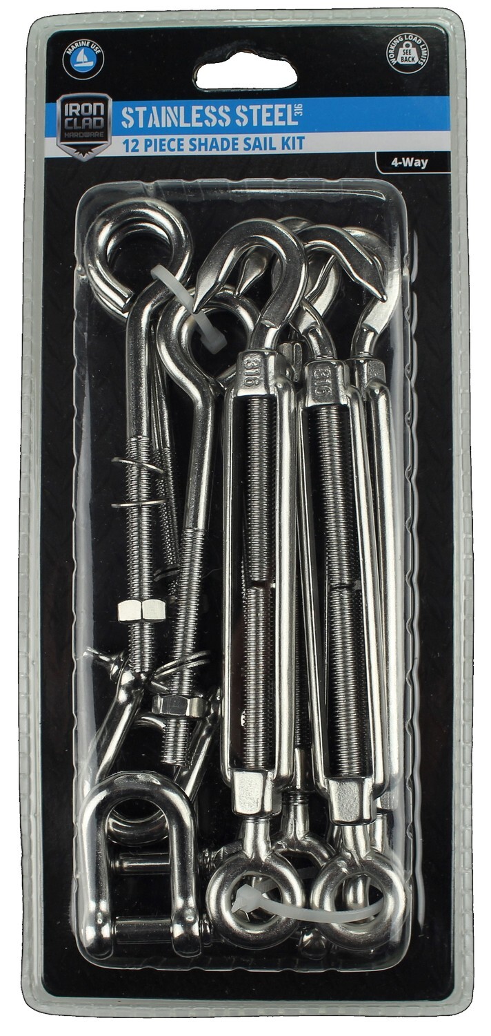 Shade Sail Kit 4-Way Stainless Steel 316