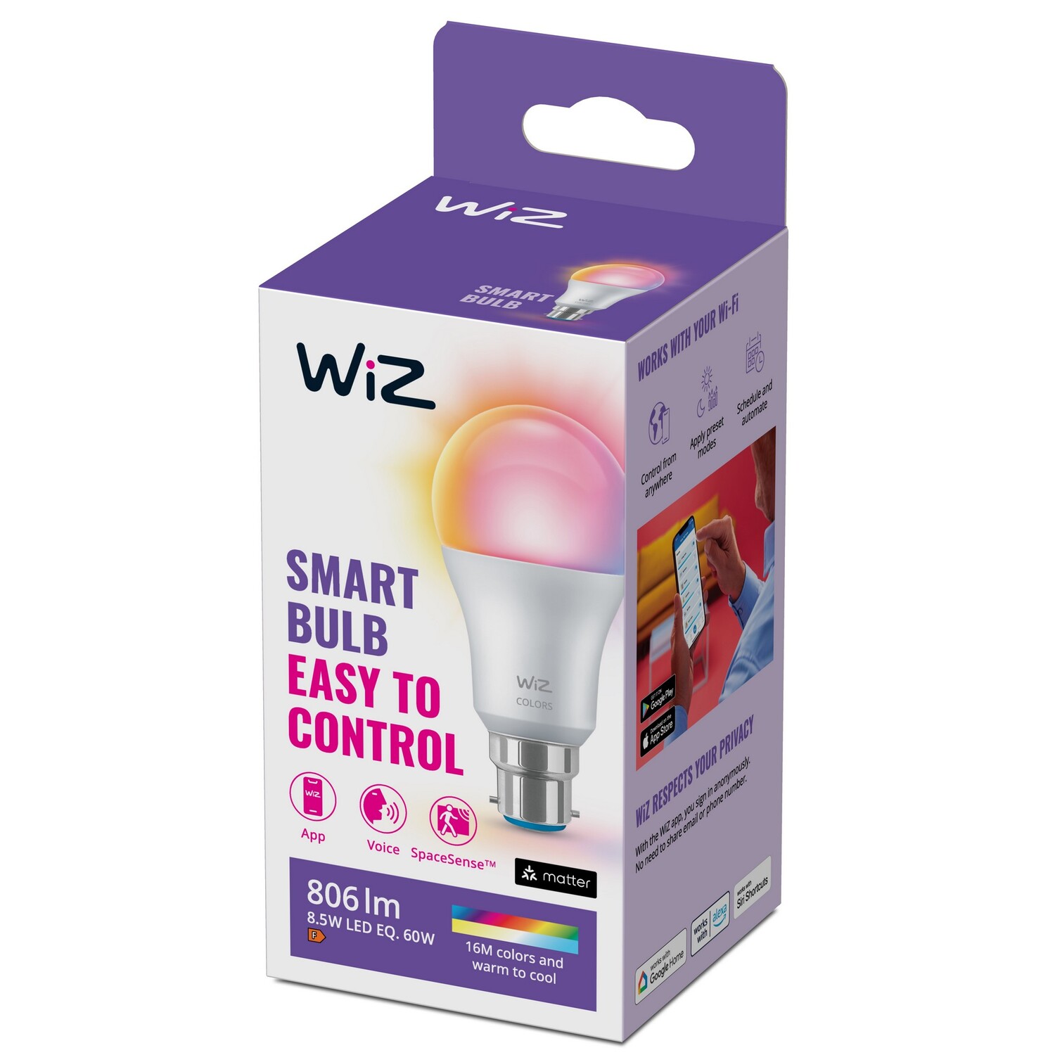 Bulb 8.5 Watt 806 Lumens B22 Colour  RGB