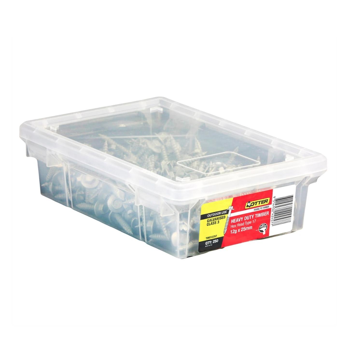 Heavy Duty Timber Screws 12g x 25mm Pack of 250 Galvanised