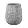 Tall Round Cement Carve Pot L Grey
