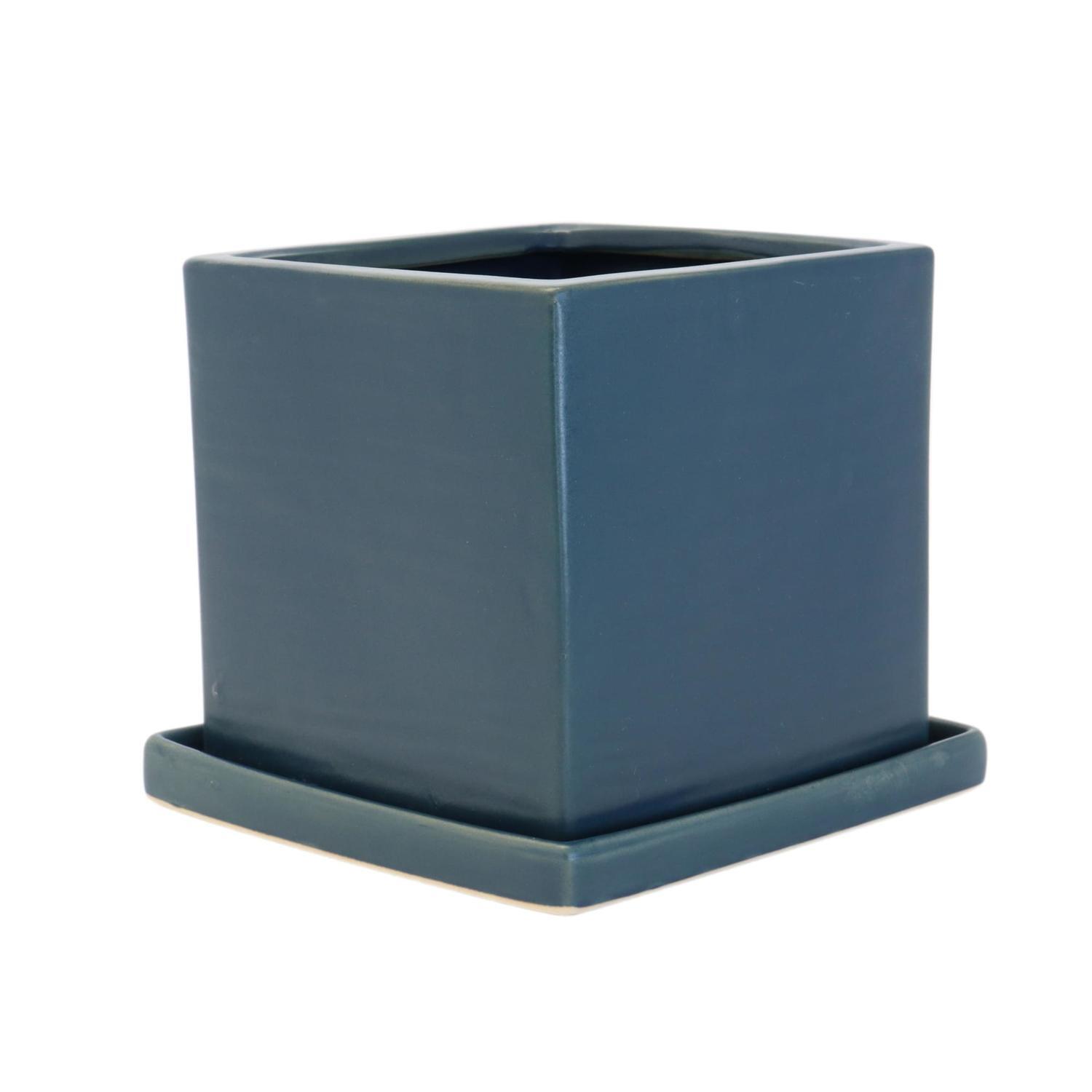 Glazed cube and saucer
