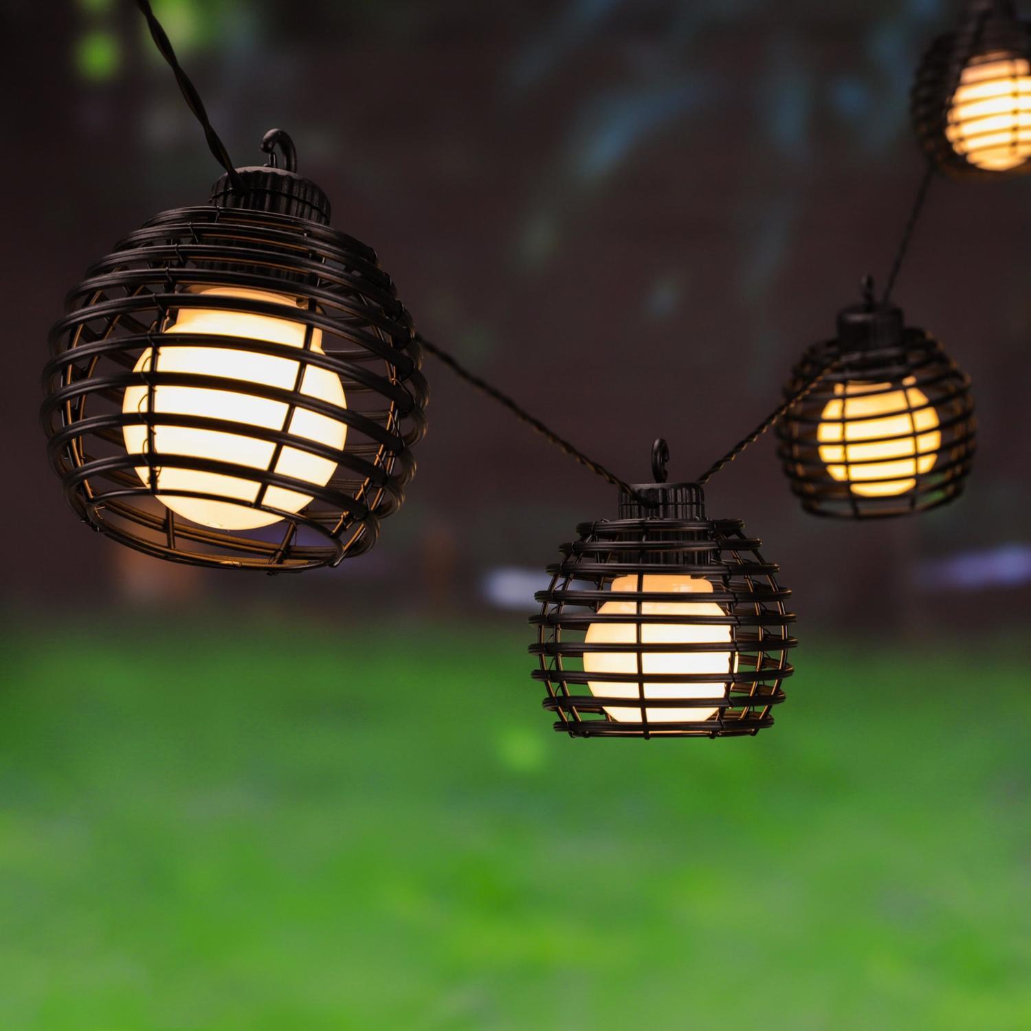 Solar Rattan Festoon Light 2.7m Warm White
