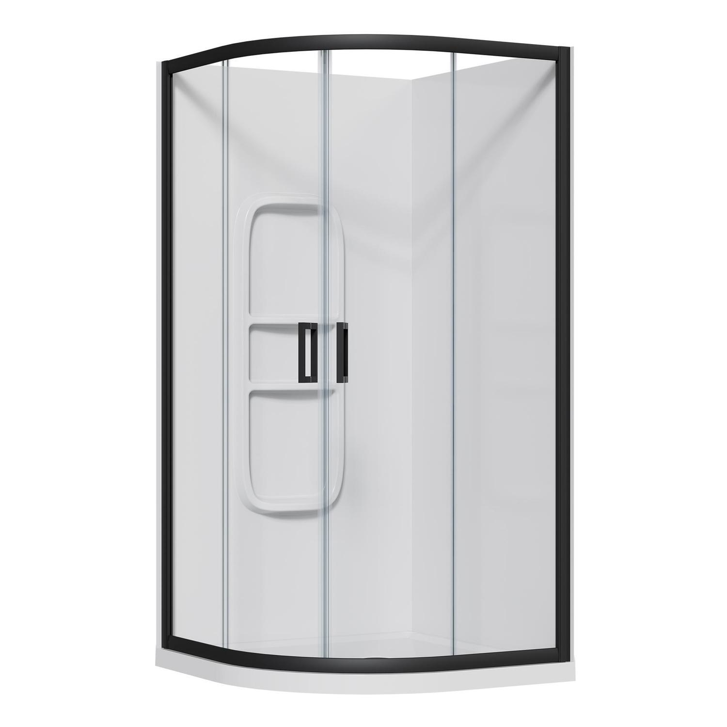 Curved Side Mould Acrylic Shower 1000 x 1000 x 2015mm Black