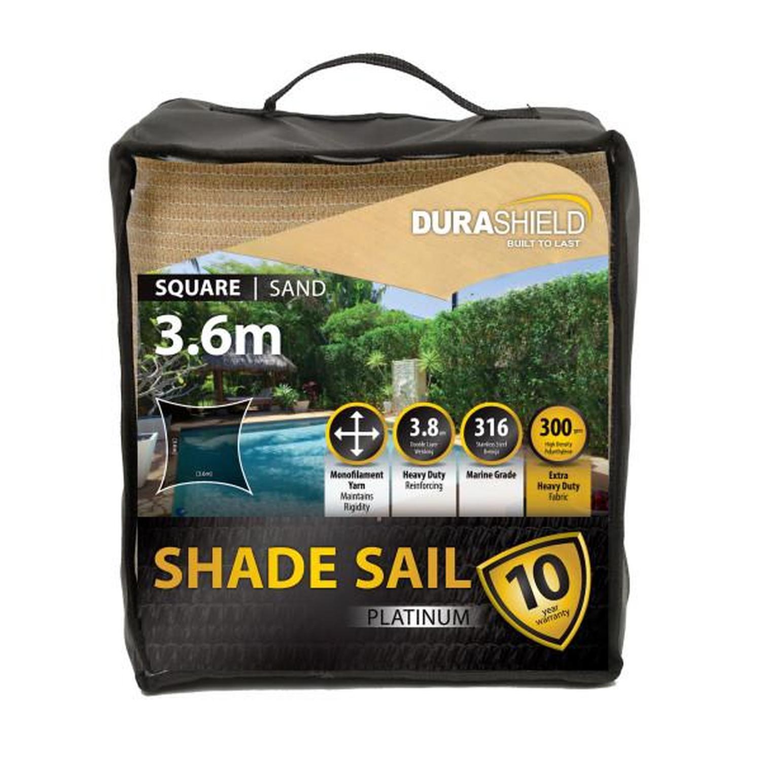 Shade Sail Platinum Square 3.6M Sand