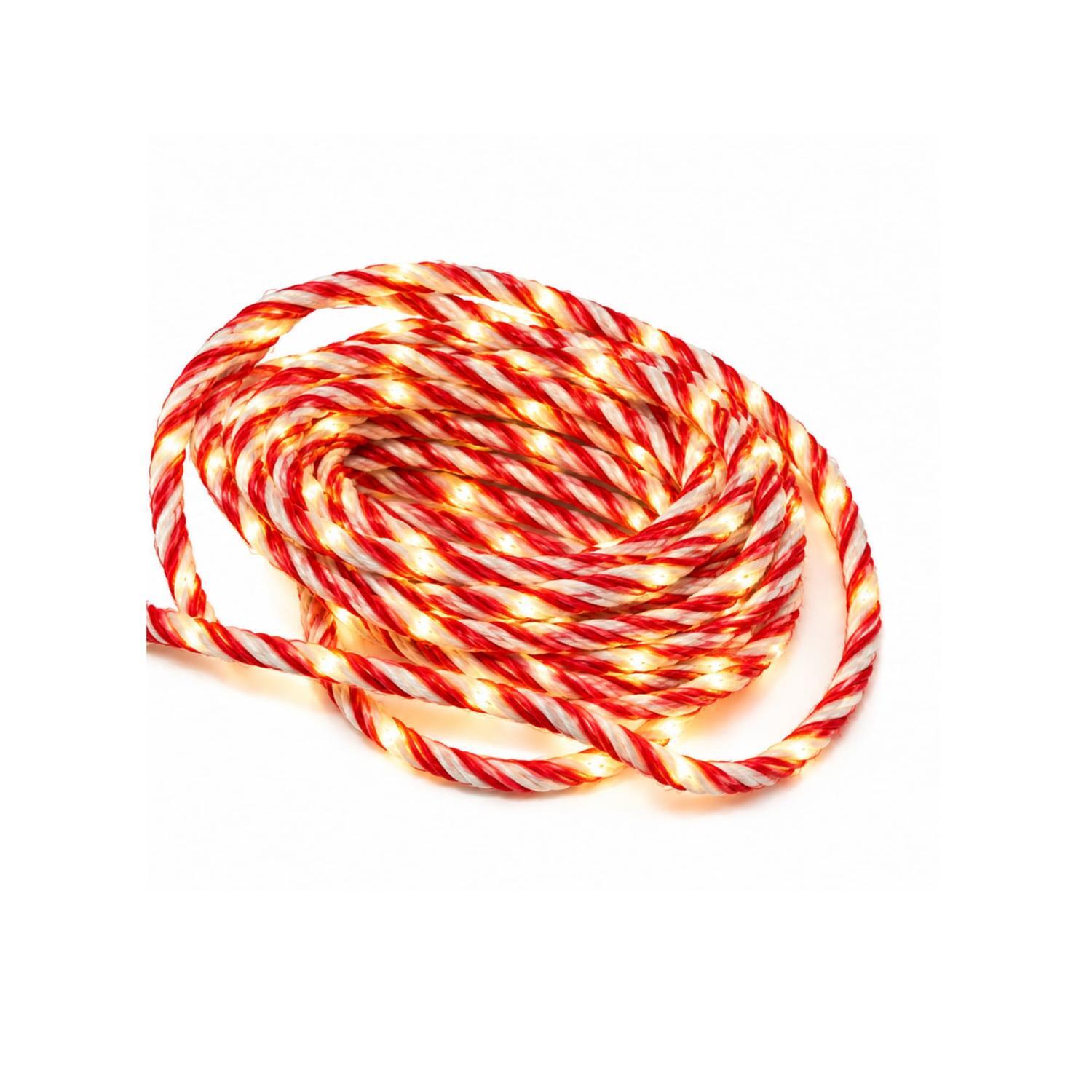 Braided LED Cable Rope - Red Stripe