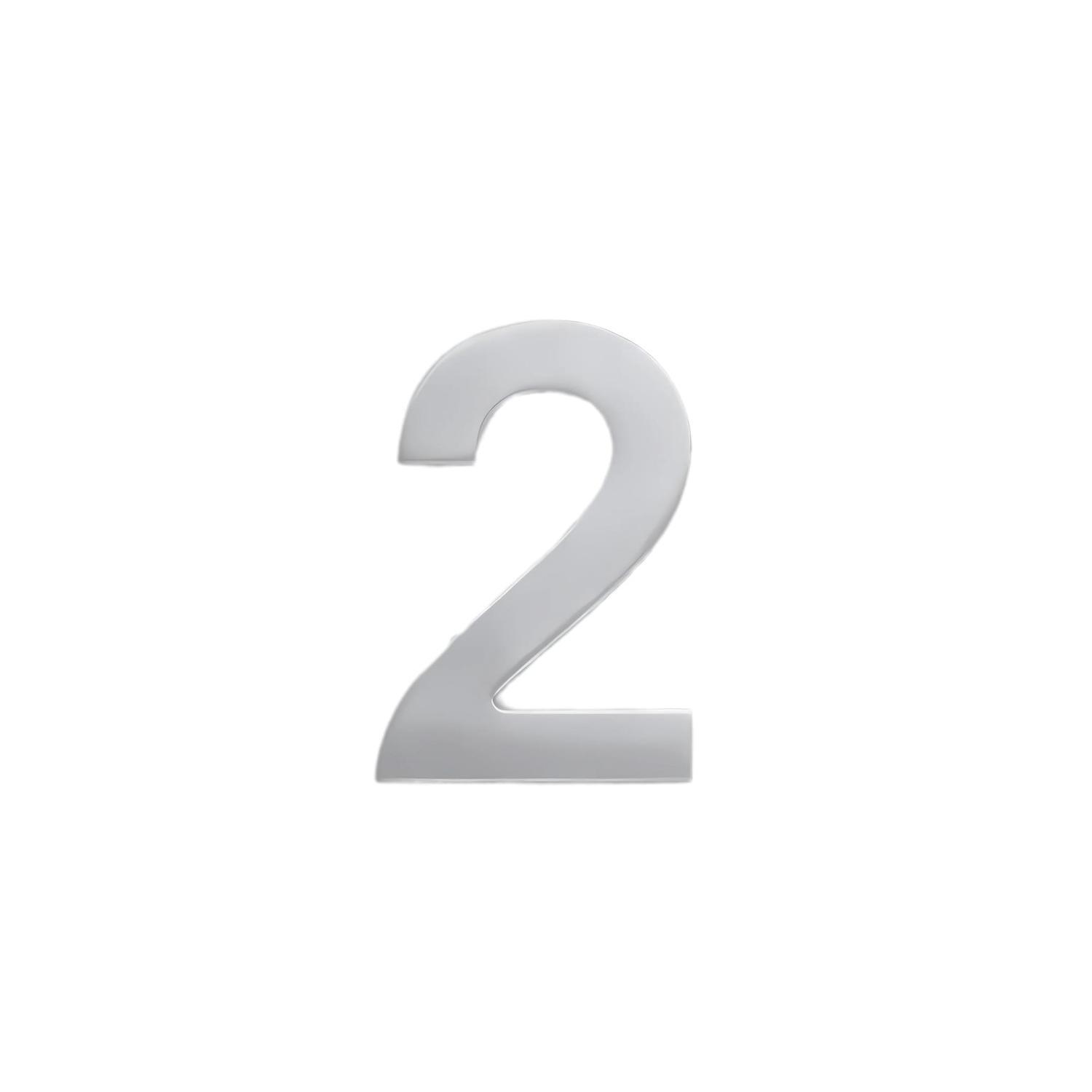 Adhesive Stainless Steel Numeral #2 50mm