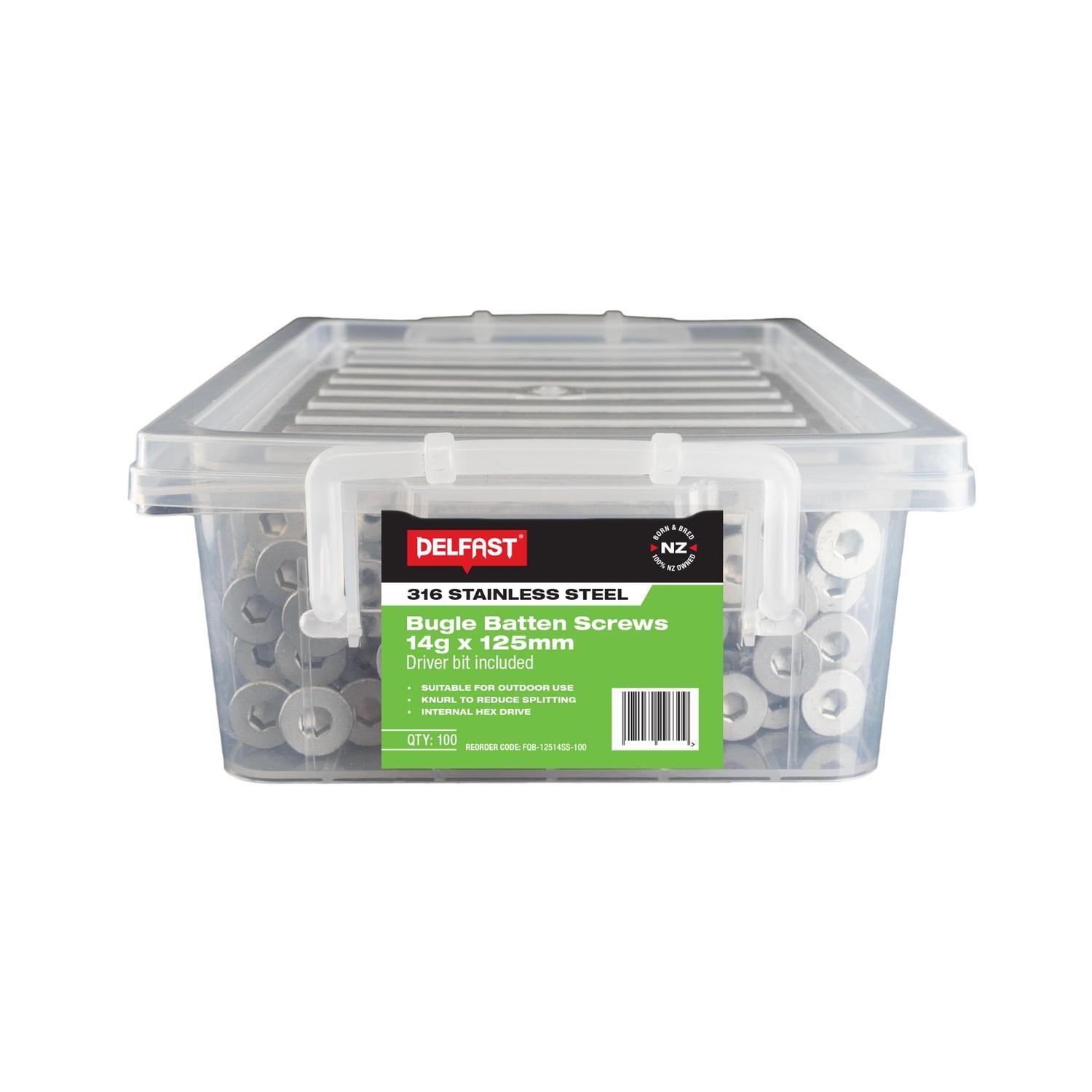 Bugle Batten Screw 14gx125mm Pack of 100 Green - 316 Stainless Steel