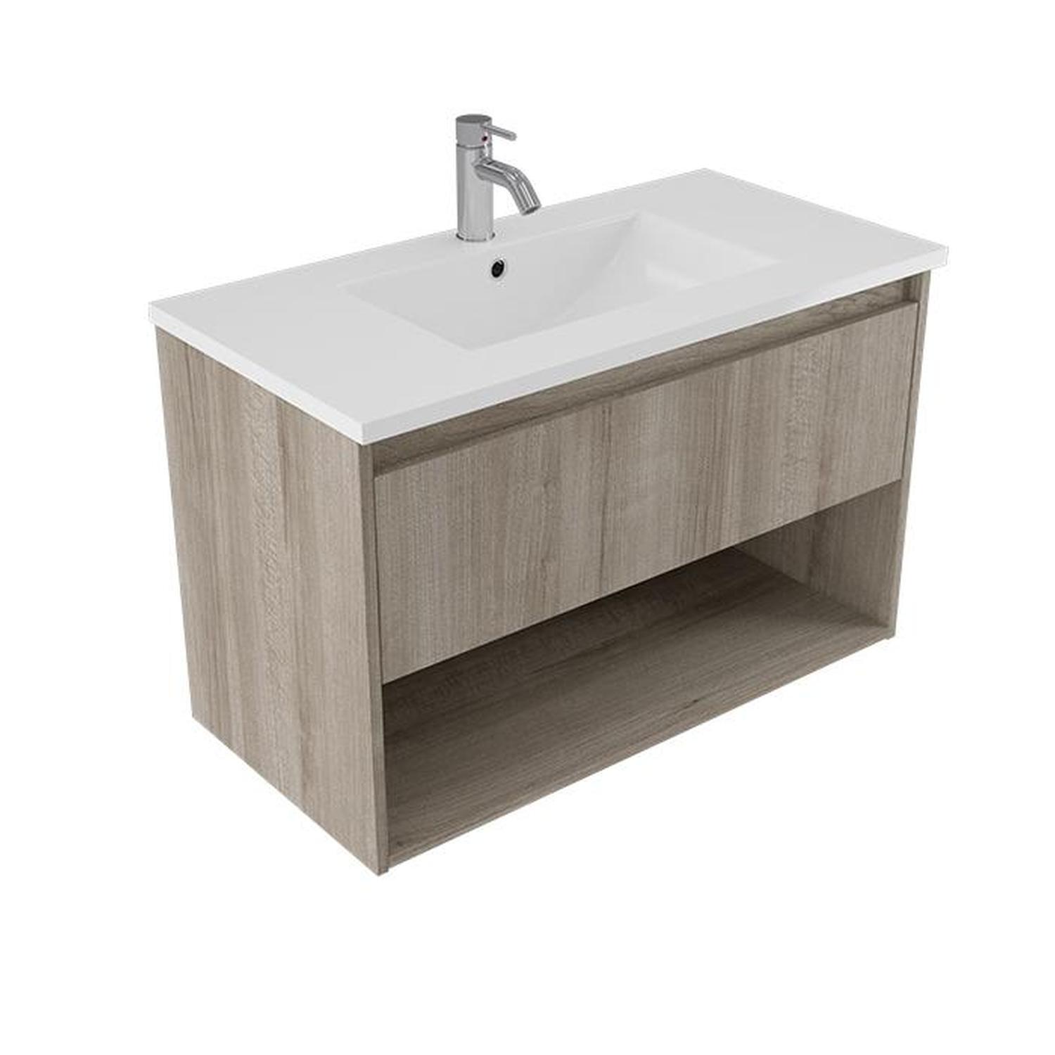 Wall Vanity 900mm Walnut