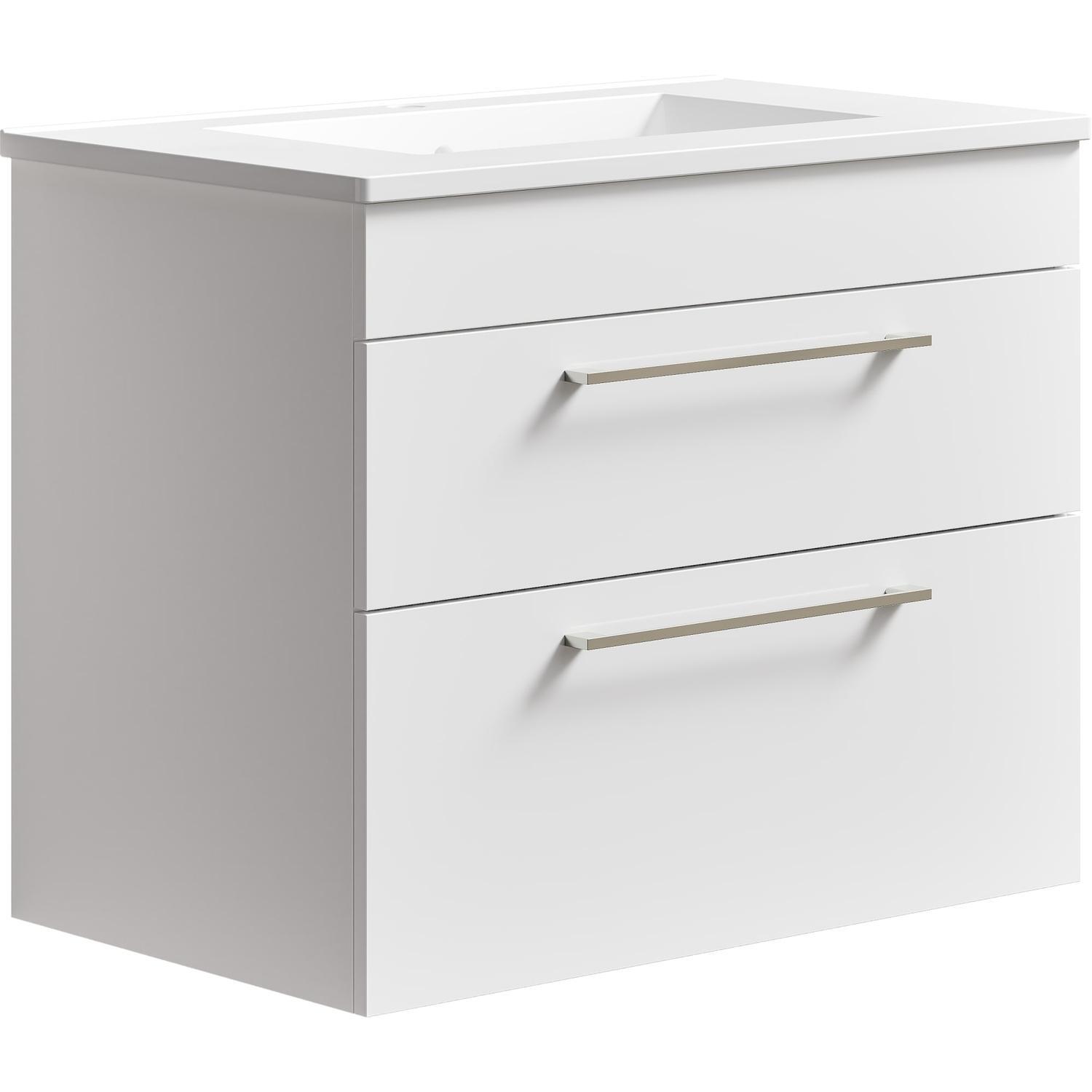 Thin Butler 2 Drawer Wall Hung Vanity 750mm Gloss White