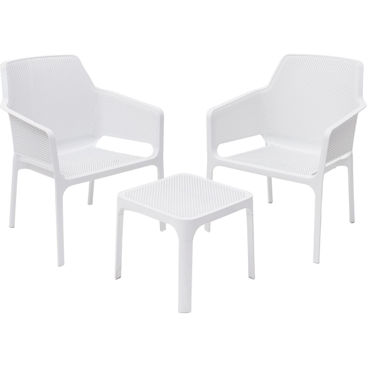 Outdoor Lounge Setting 3 Piece Seats 2 White