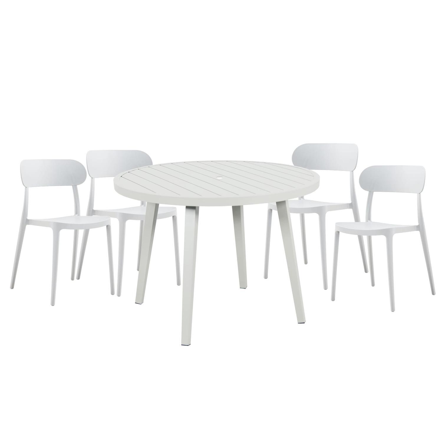 Canzo Outdoor Café Setting 5 Piece 1000mm Dining Chairs with arms