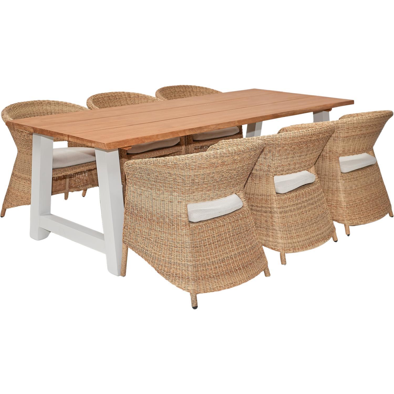 Outdoor Dining Setting  7 Piece Canary Wicker Chair