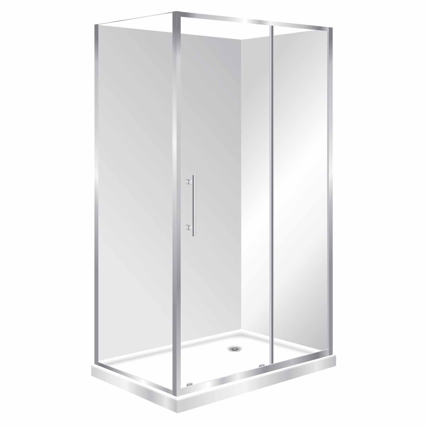 Capricorn Square Shower Flat Wall Right Hand Tray with 2 Panel Sliding Door