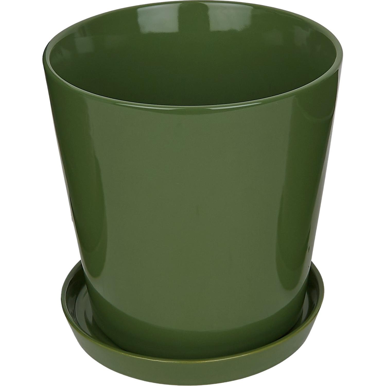 Florist Pot and Saucer M Olive Green