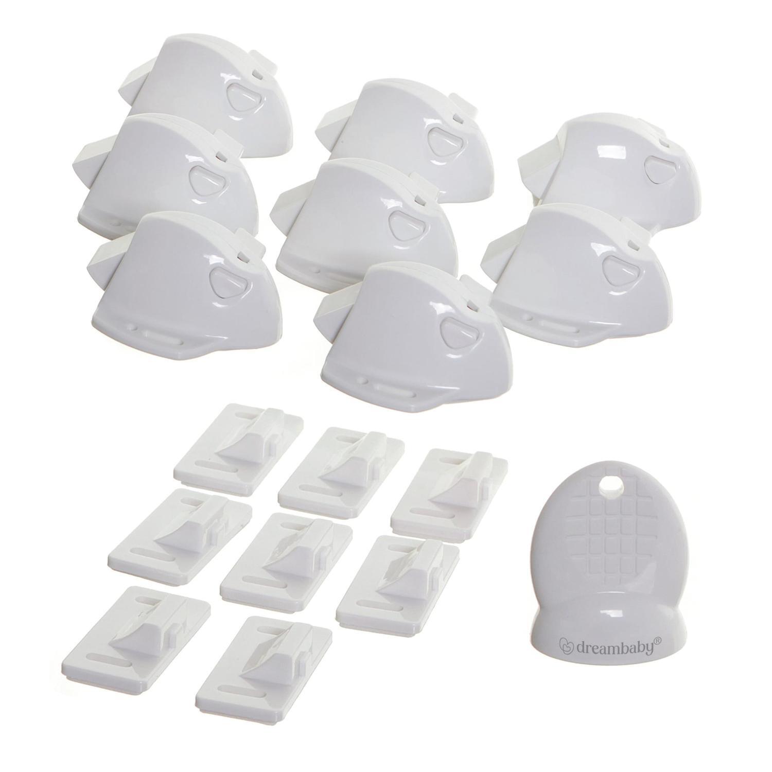 Adhesive Mag Lock 8 Locks/1 Key White