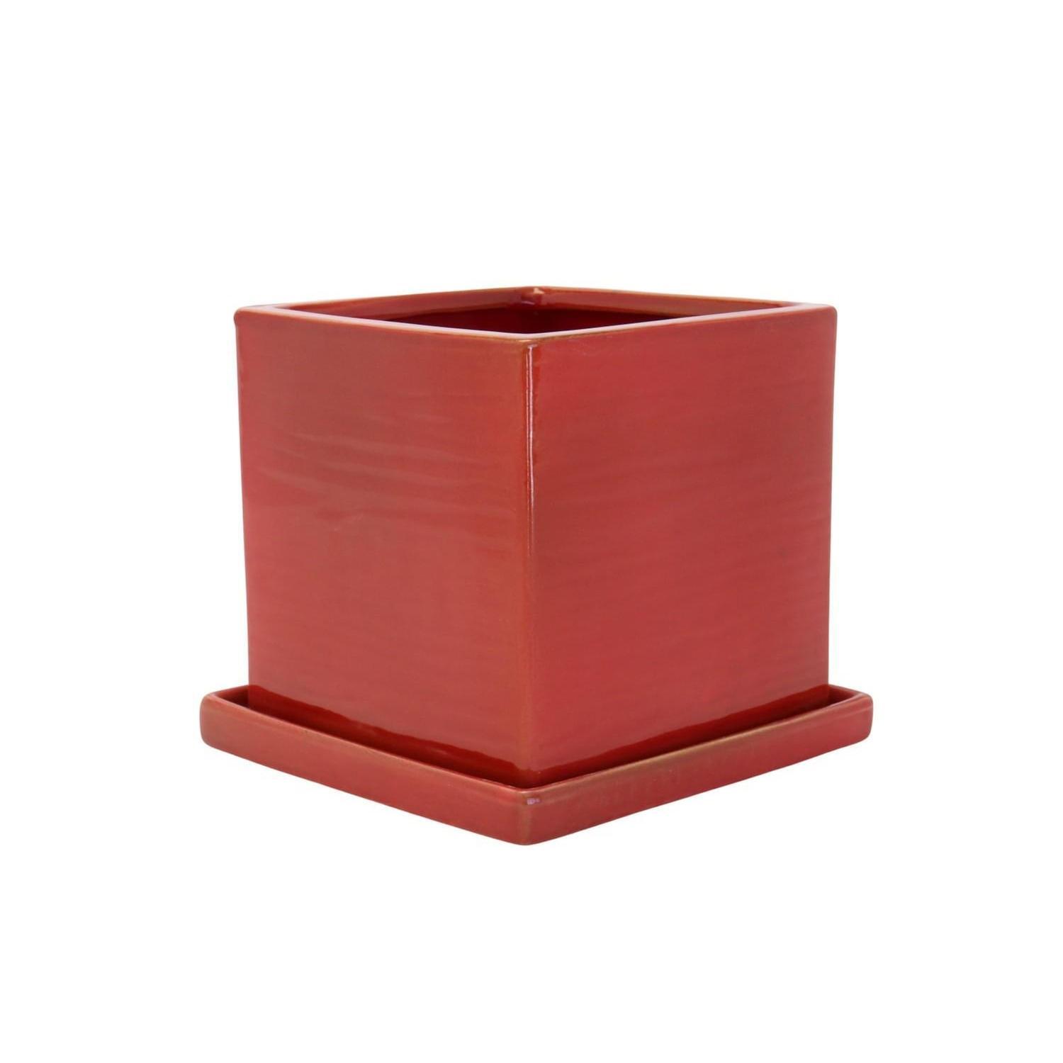 Glazed cube and saucer