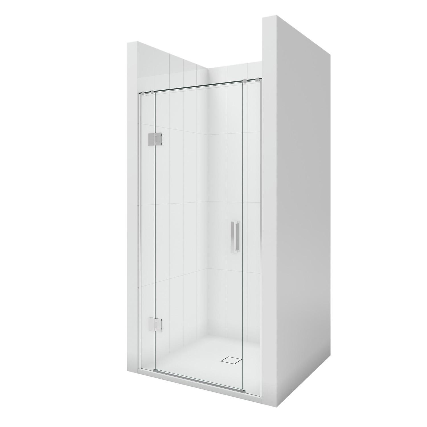 1000 x 1000mm 3-Wall White Tray, Ellure Walls and Chrome Hinged Screen Package