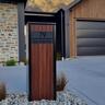 Parcel Pillar Letterbox Black with Kwila Woodgrain Panels