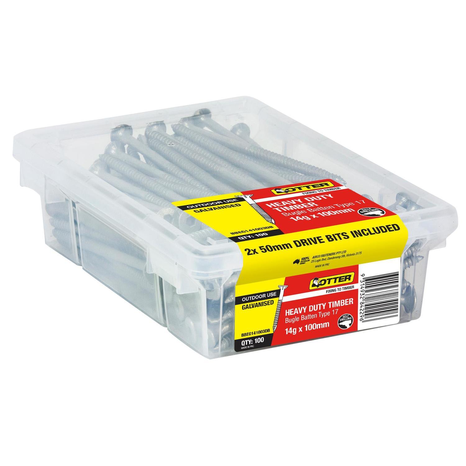 Heavy Duty Timber Screws 14g x 125mm Pack of 100 Galvanised