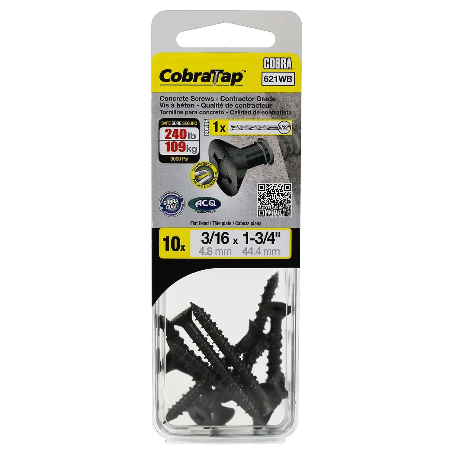 Concrete Screw 4.8X44.4mm FH 10 Pack Black