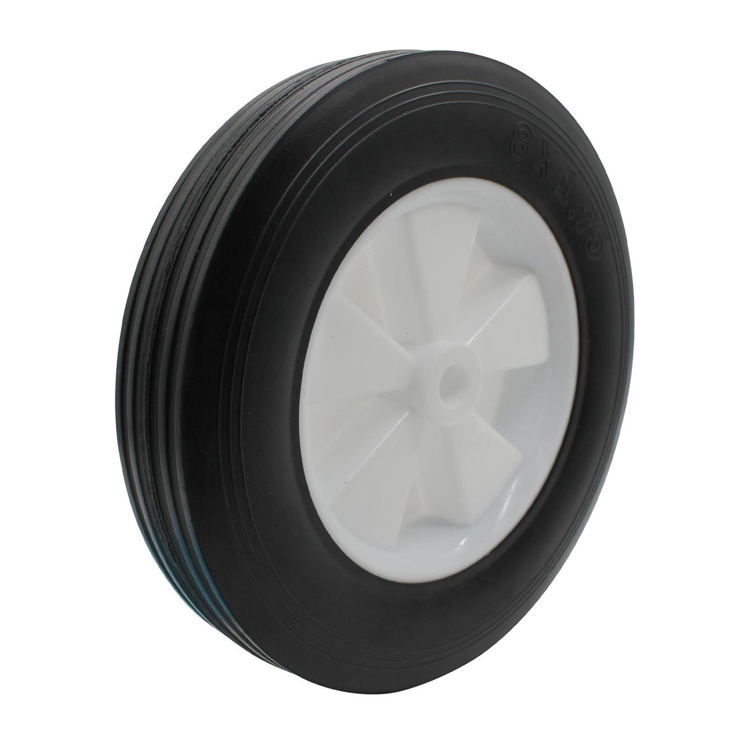 Rubber Tyred Plastic Centered Wheel 200mm White