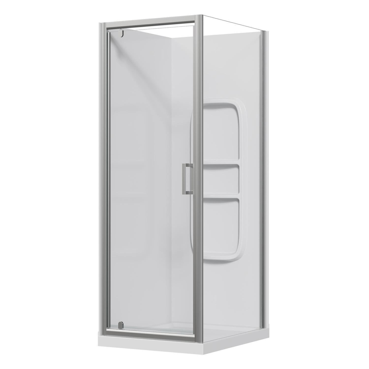 2 Sided Side Mould Acrylic Shower LH 750 x 900 x 2015mm Chrome