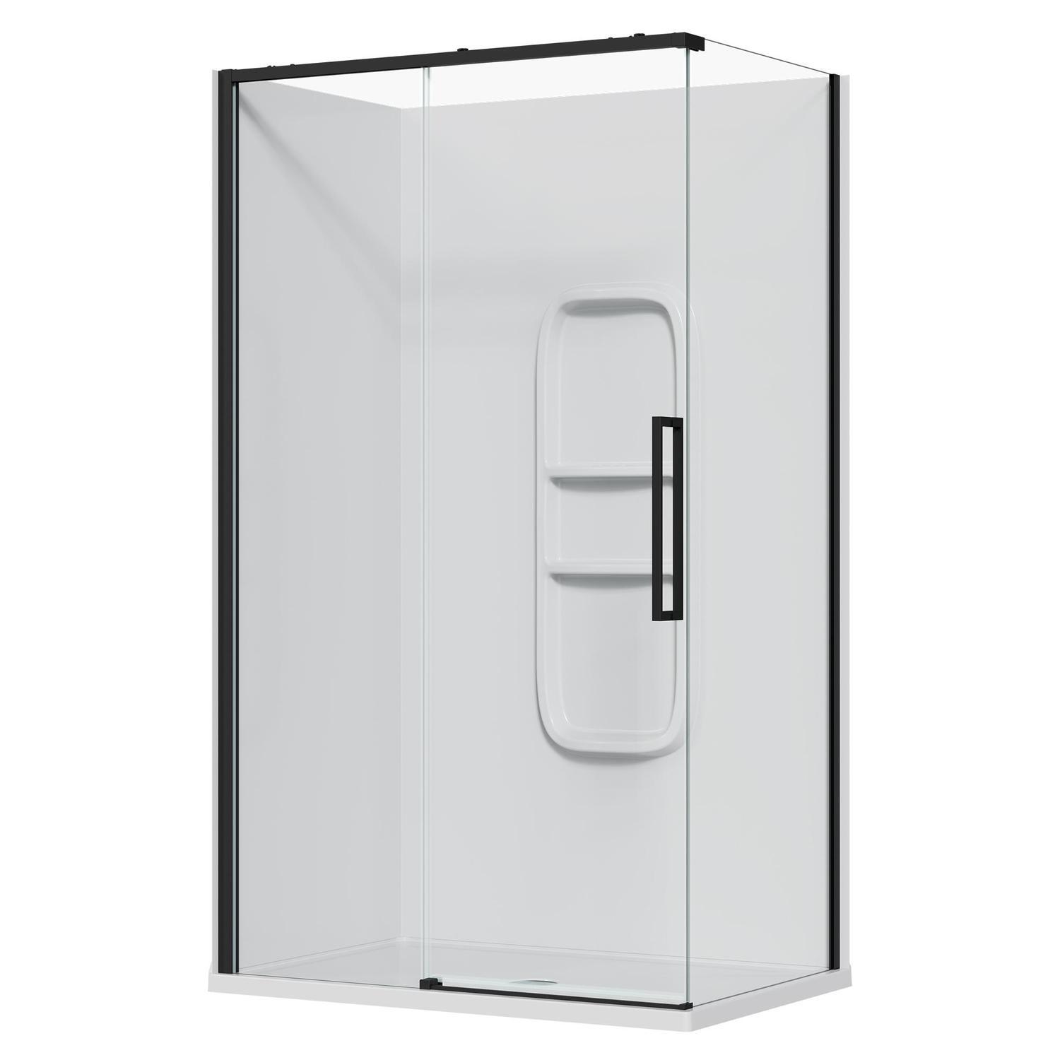 2 Sided Frameless Sliding Side Mould Acrylic Shower LH 1200 x 800 x 2040mm Black