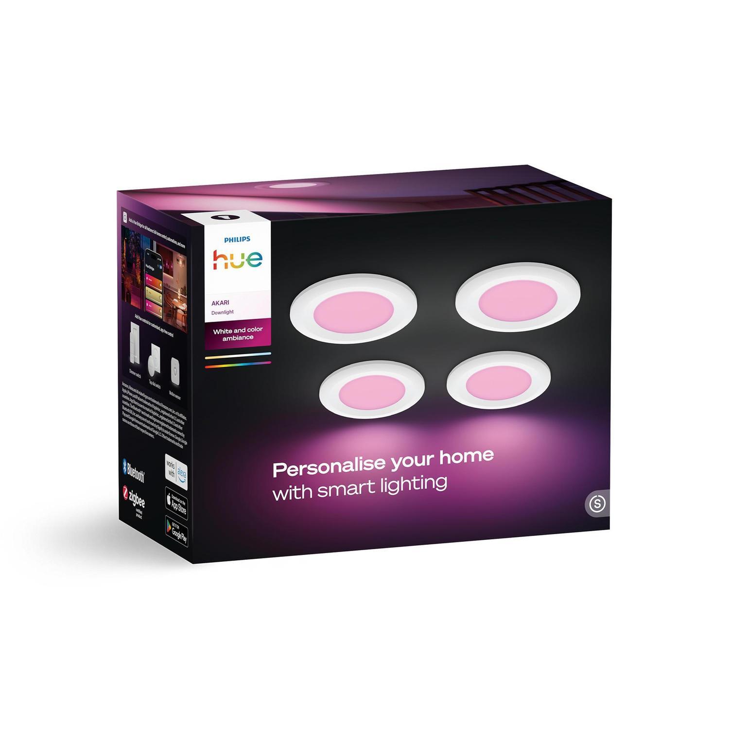 Akari 7.5W White and Colour Ambiance Downlight 4-pack