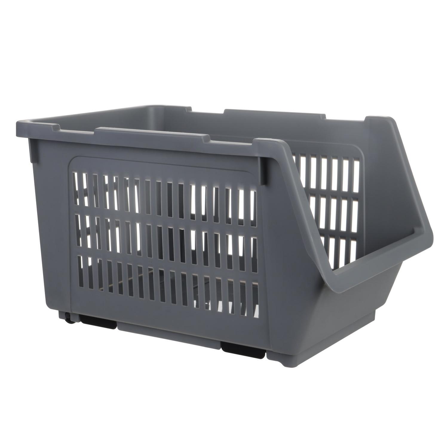 Stackable Storage Basket Medium Grey