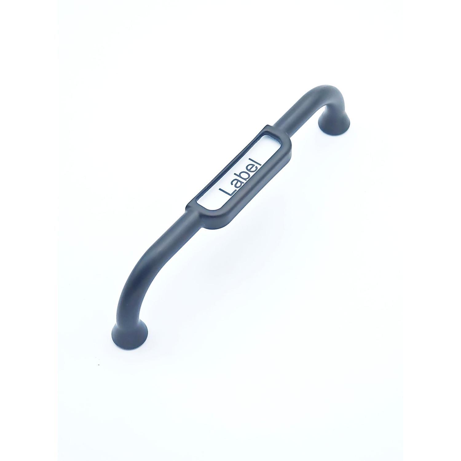 Cabinet Handles with Label Holder 128mm Black