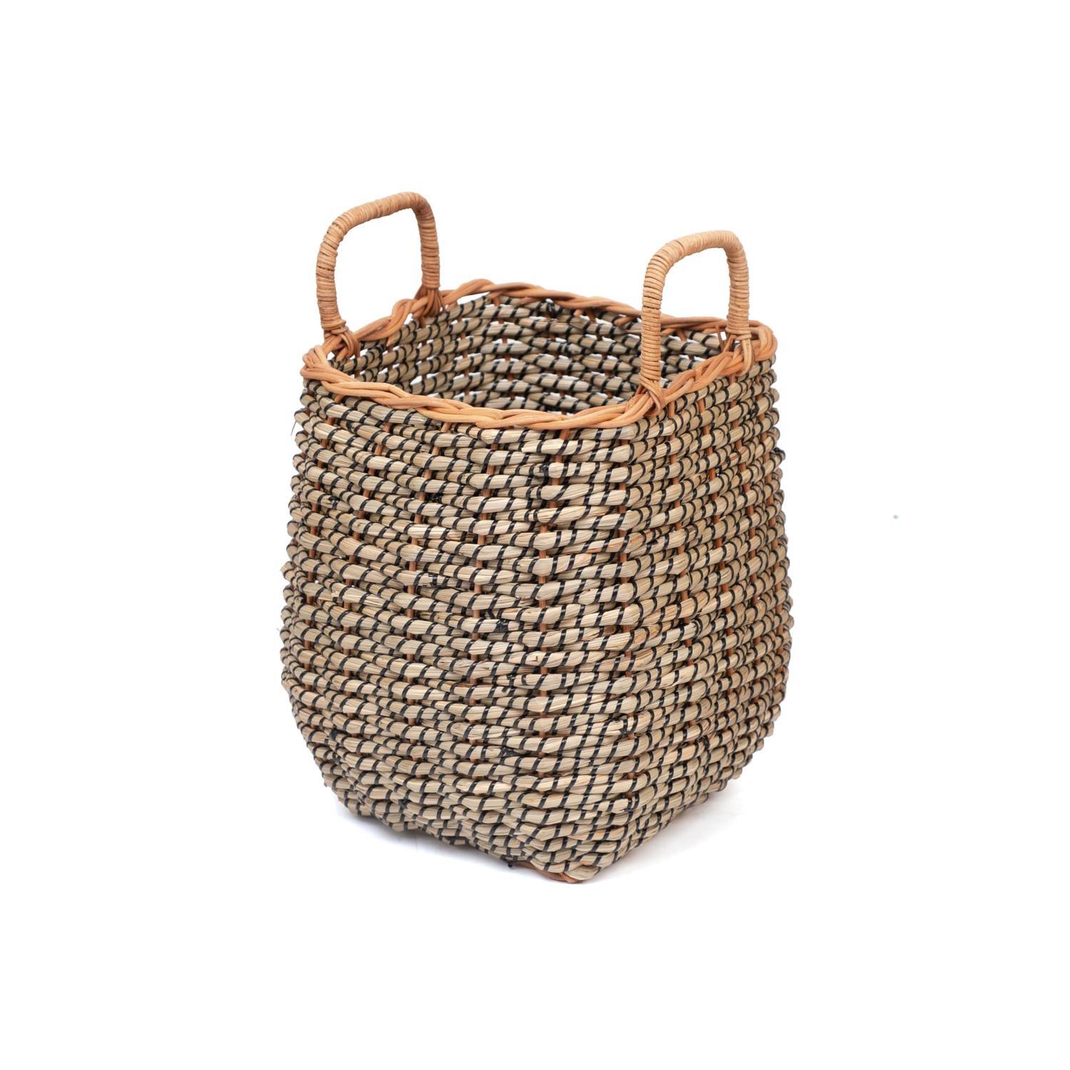 Log Basket Large H: 44cm (including handle), W: 34cm, D: 34 cm Seagrass
