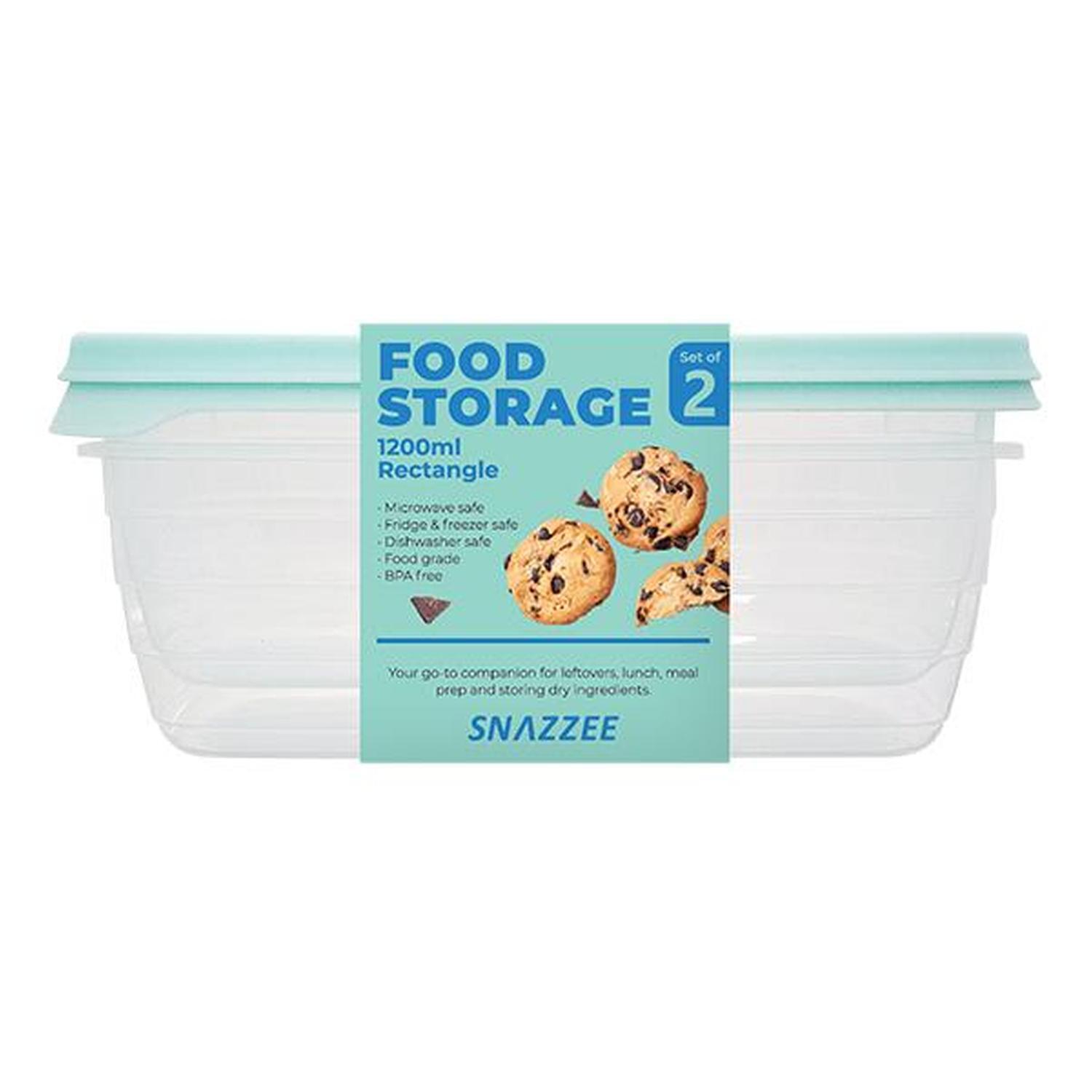 Container Rectangle Set of 2 1200ml Assorted