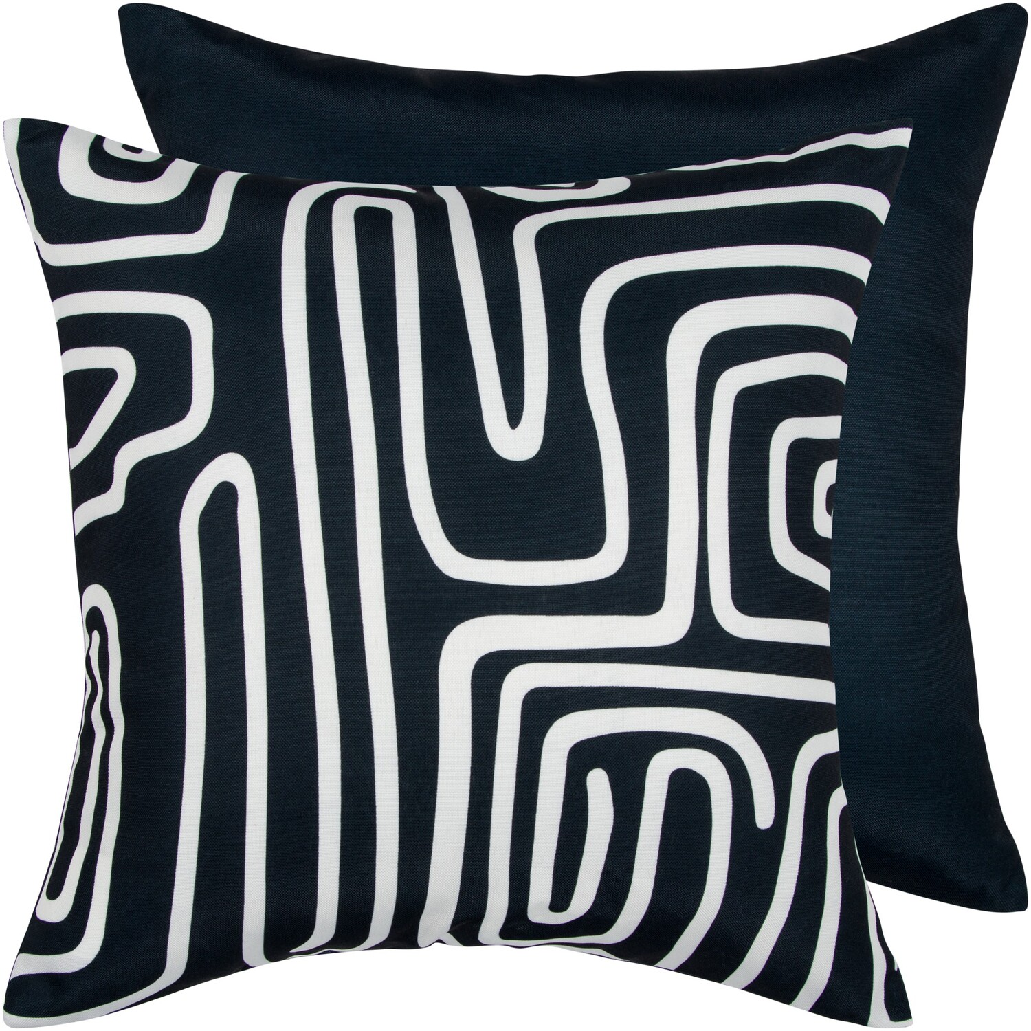 Outdoor Cushion 45cm Abstract Black