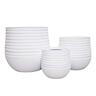 Round Ribbed Resin Pot L White