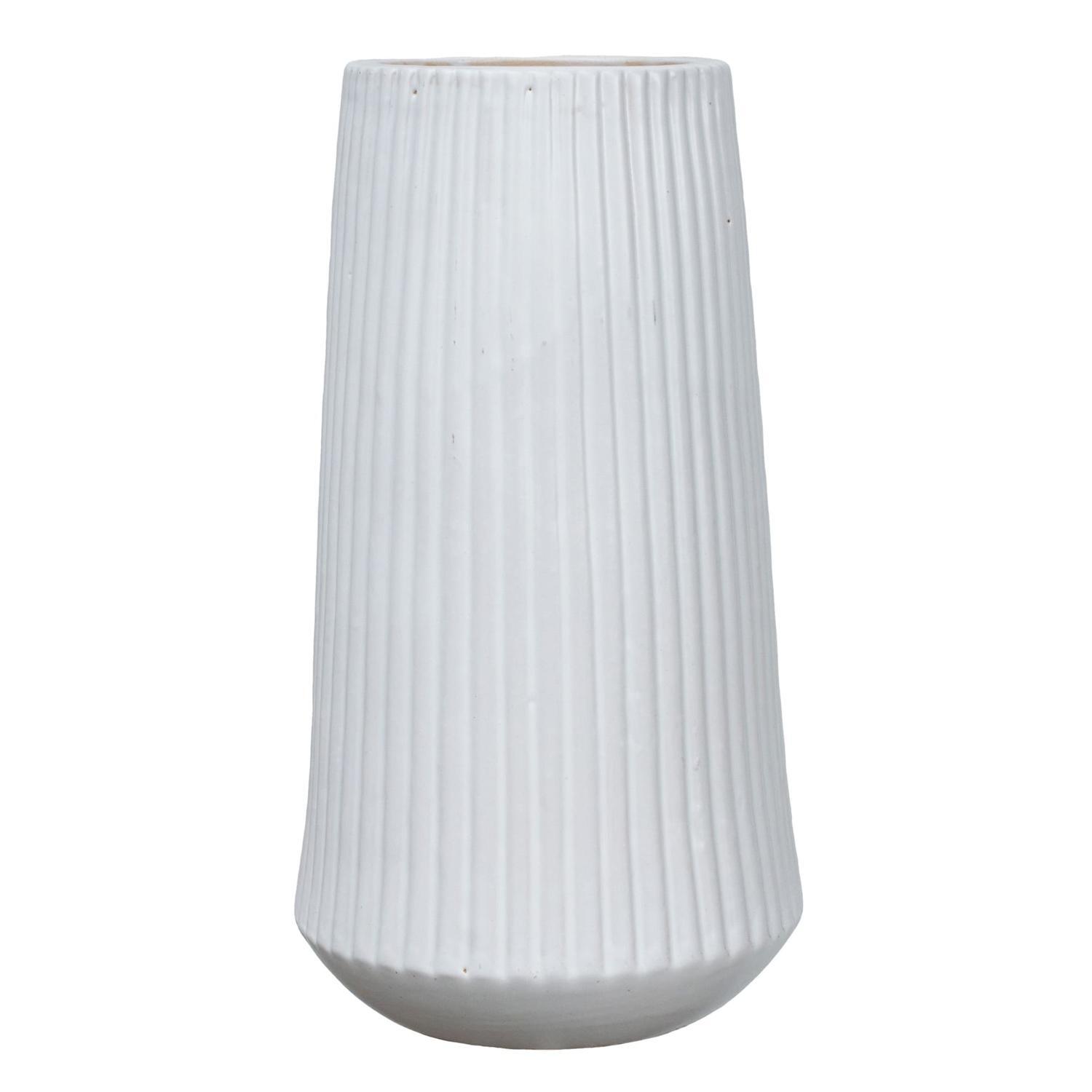 Ceramic Ribbed Vase White
