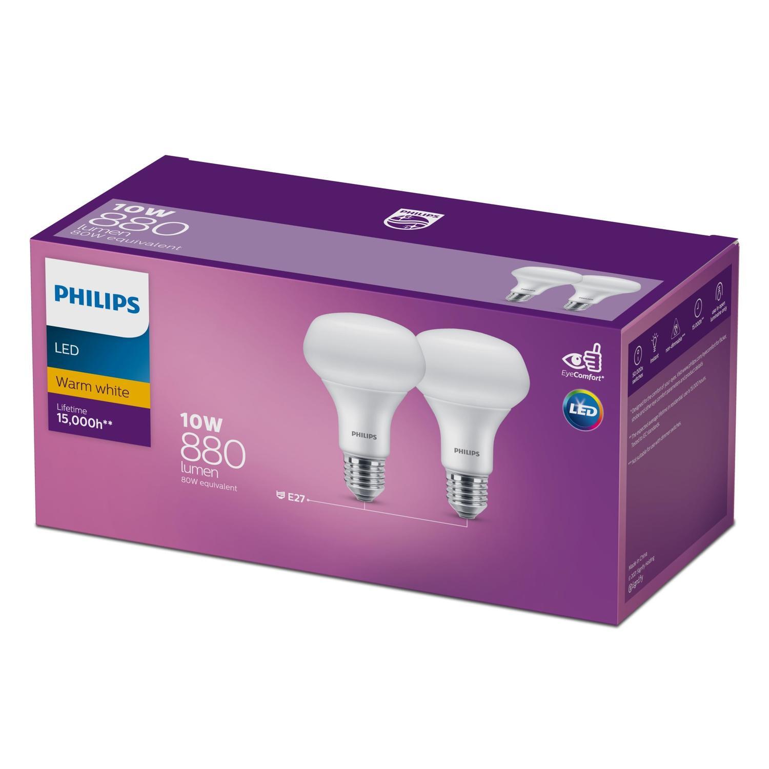 LED Reflector 10 Watt 880 Lumen E27 Warm White R80 2Pack  Frosted