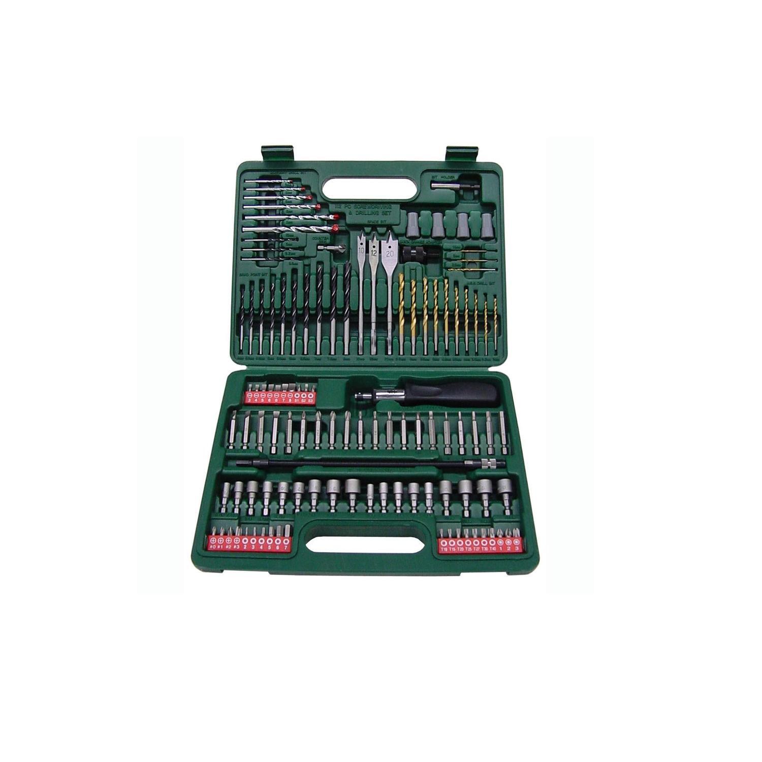 112 Piece Drill Driver Bit Accessory Kit  Green/Black
