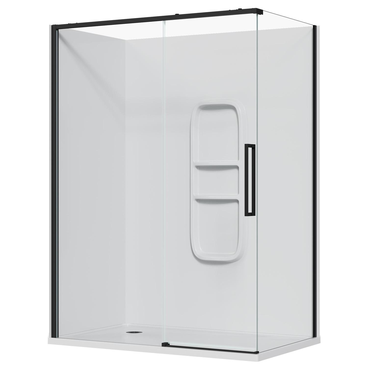 2 Sided Frameless Sliding Side Mould Acrylic Shower LH 1500 x 915 x 2040mm Black
