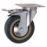 Rubber Swivel Castor With Brake 100mm Grey