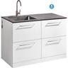 LH Laundry Station with 2 Dawer and 2 Door Cupboard 1300mm White and Slate Grey 1300mm White