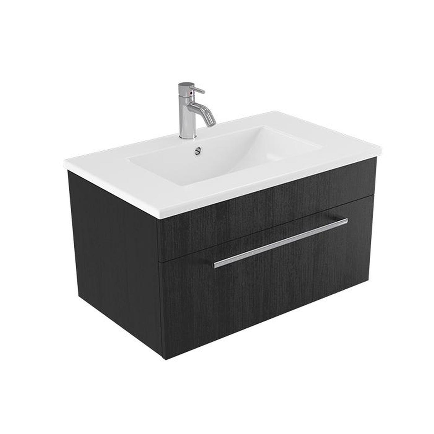 Calais Wall Vanity 750mm Black