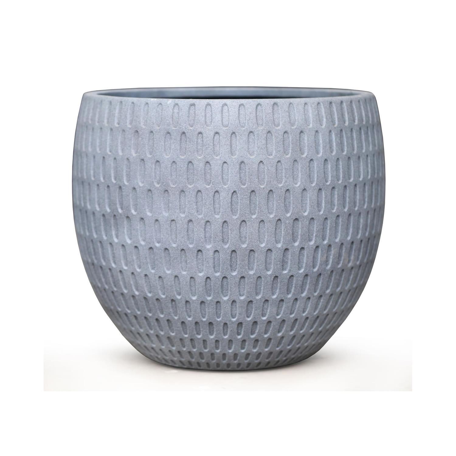 Sandy Polyresin Egg Pot L Grey